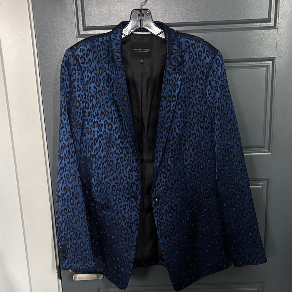 Women’s Blue Leopard Print Blazer